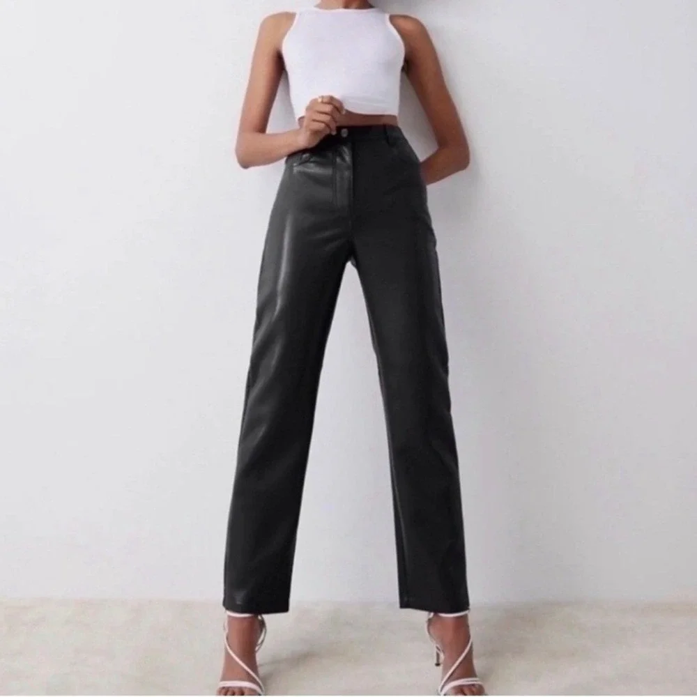 Wilfred Melina Vegan Leather Pants Women‎ 6 Black Excellent High Rise Straight